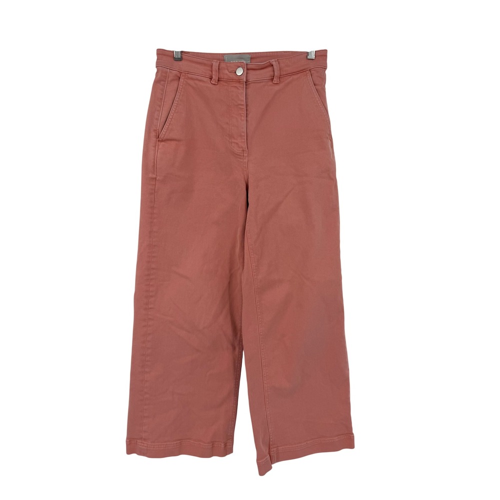 Everlane Womens Wide Leg Crop Pants Terracotta Pink High Rise Size 8 Stretch